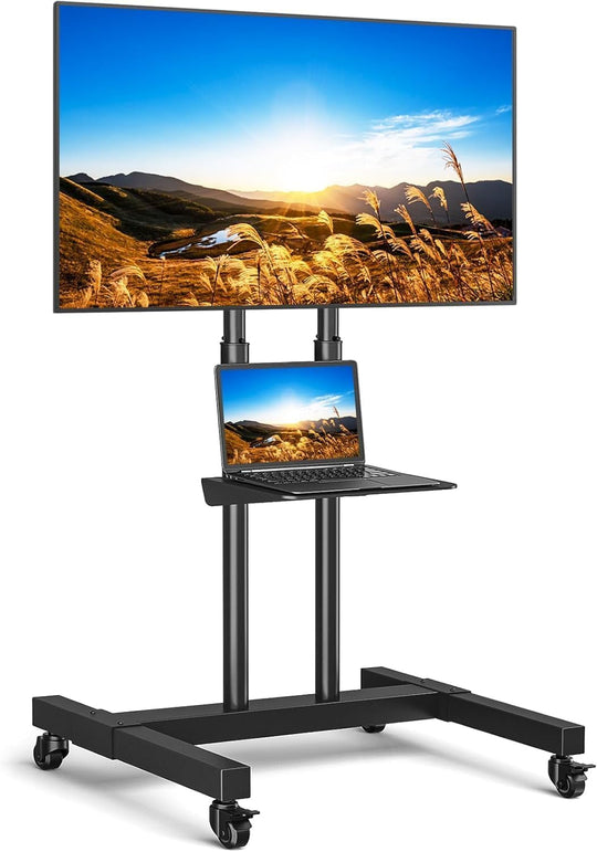 Tall Mobile TV Stand on Wheels for 32-80