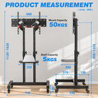 Tall Mobile TV Stand on Wheels for 32-80