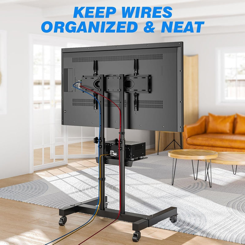 Tall Mobile TV Stand on Wheels for 32-80