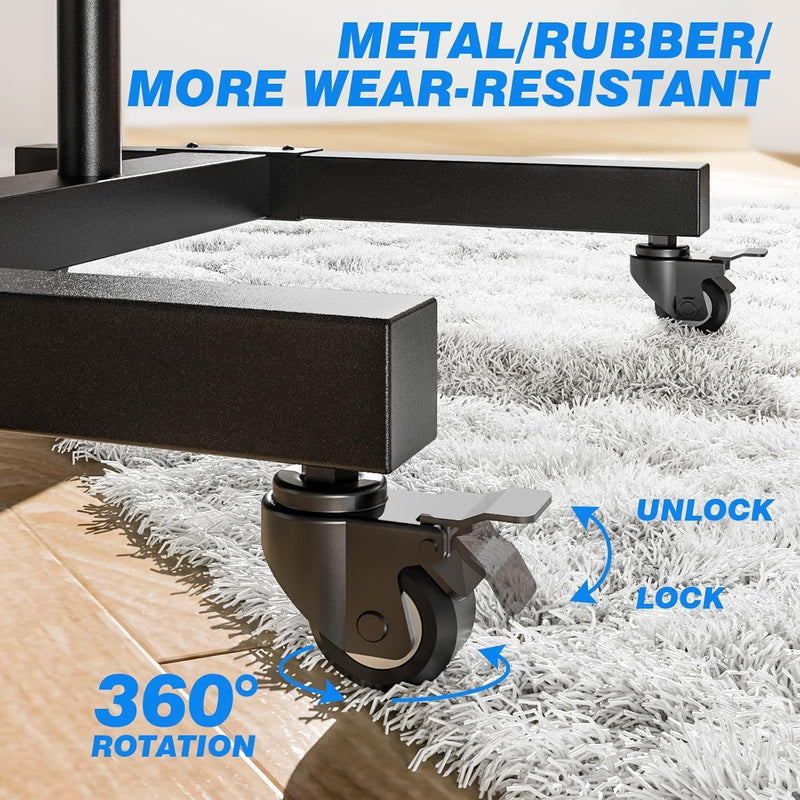 Tall Mobile TV Stand on Wheels for 32-80