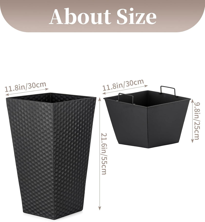 Tall Plant Pots Outdoor: 55CM Metal Garden Planters (Set of 2)