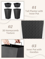 Tall Plant Pots Outdoor: 55CM Metal Garden Planters (Set of 2)