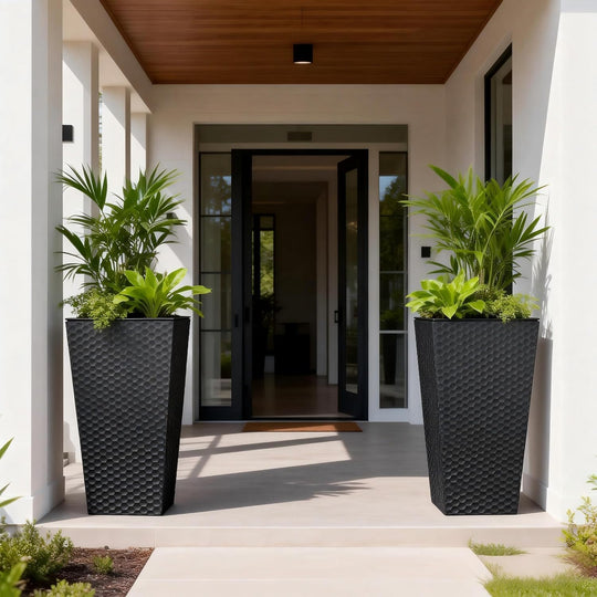 Tall Plant Pots Outdoor: 55CM Metal Garden Planters (Set of 2)