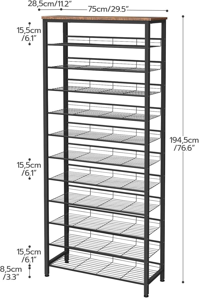 Tall Shoe Rack Large Capacity Storage Organiser 12-Tier