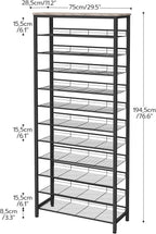 Tall Shoe Rack Large Capacity Storage Organiser 12-Tier