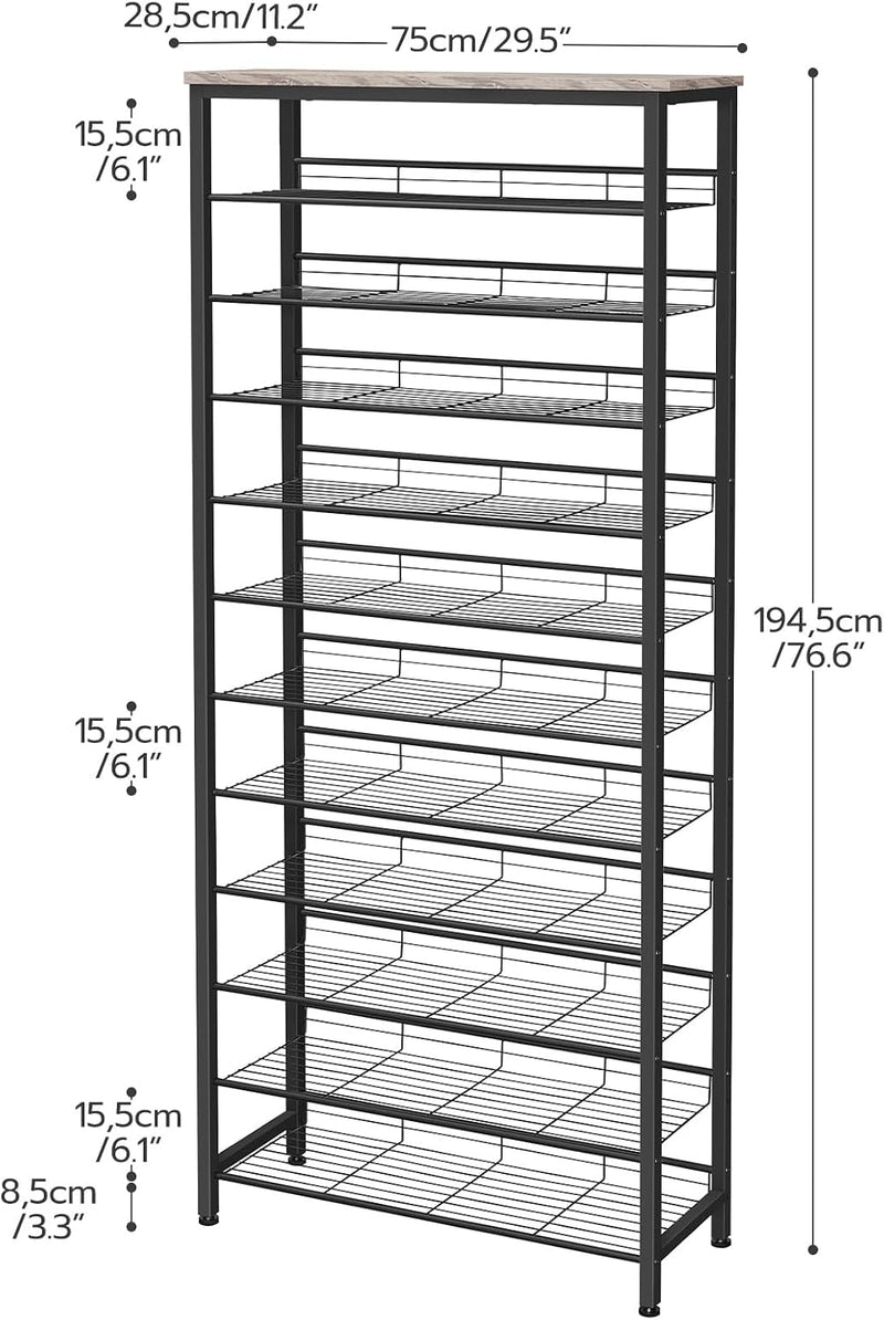 Tall Shoe Rack Large Capacity Storage Organiser 12-Tier