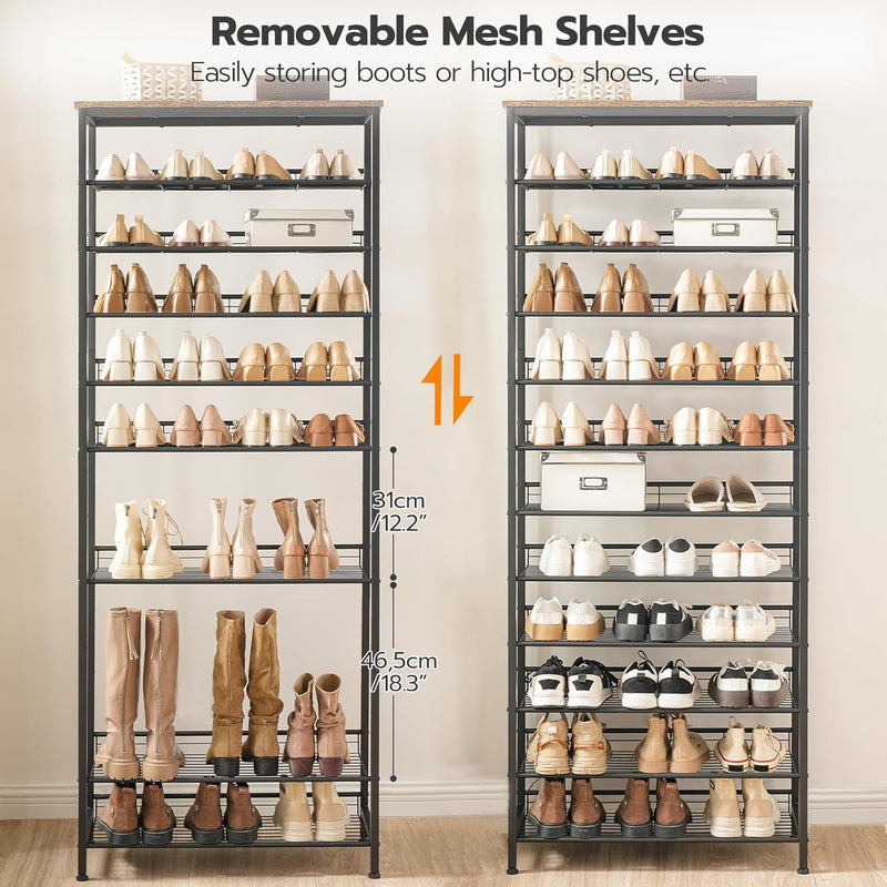 Tall Shoe Rack Large Capacity Storage Organiser 12-Tier