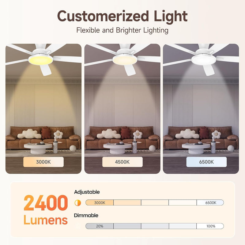 52 Inch Ceiling Fan Lights with Remote Control