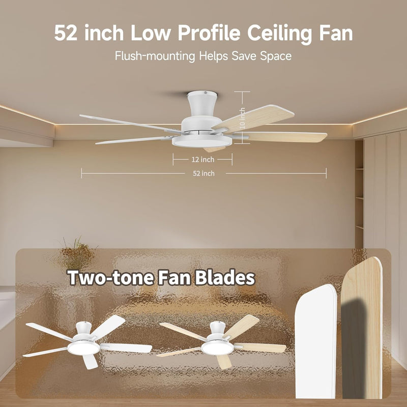 52 Inch Ceiling Fan Lights with Remote Control