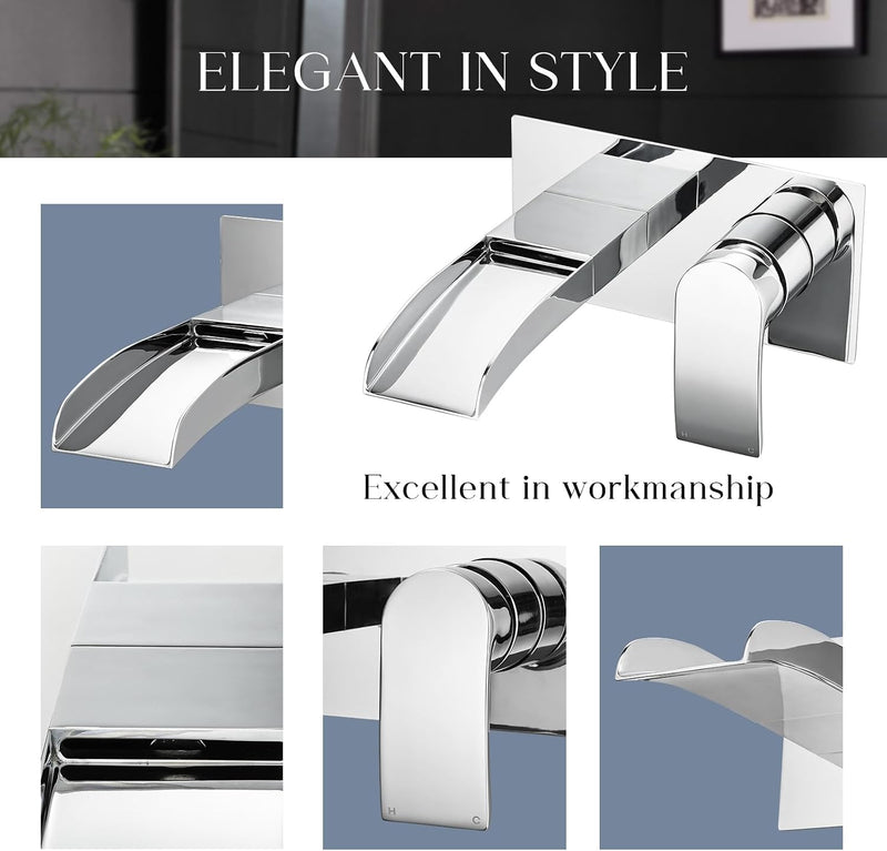 Taps Wall Mounted Waterfall Mixer Filler Tap Chrome