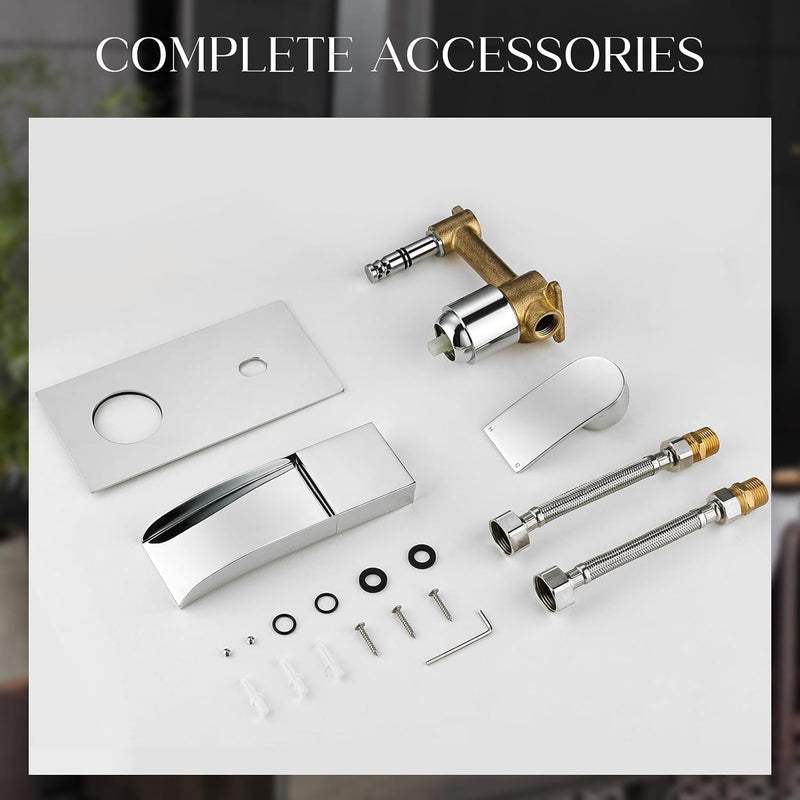 Taps Wall Mounted Waterfall Mixer Filler Tap Chrome