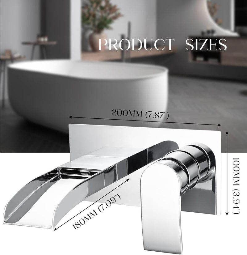 Taps Wall Mounted Waterfall Mixer Filler Tap Chrome