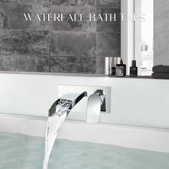 Taps Wall Mounted Waterfall Mixer Filler Tap Chrome