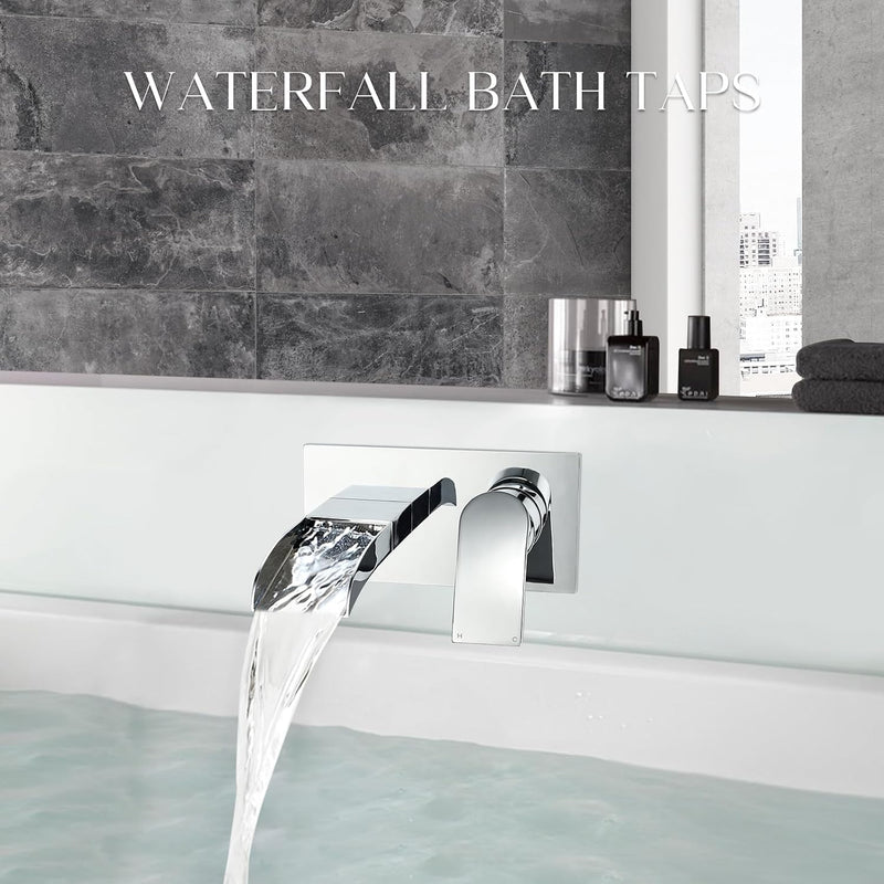 Taps Wall Mounted Waterfall Mixer Filler Tap Chrome