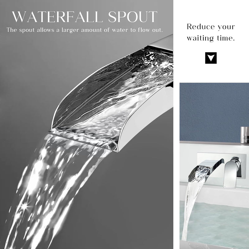 Taps Wall Mounted Waterfall Mixer Filler Tap Chrome