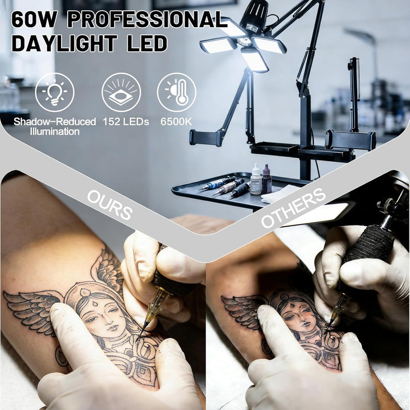 Tattoo Workstation Trolley Mobile Tray Cart with LED
