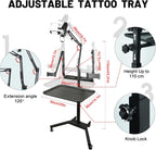 Tattoo Workstation Trolley Mobile Tray Cart with LED