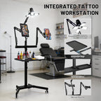 Tattoo Workstation Trolley Mobile Tray Cart with LED