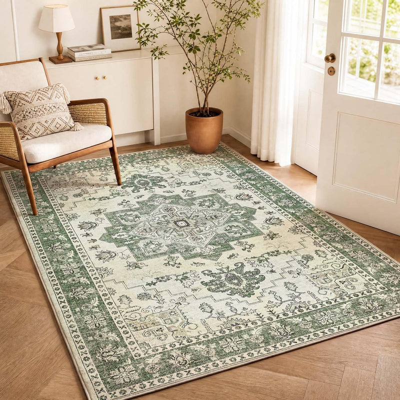 Taupe Washable Runner Rugs Short Pile Vintage Door