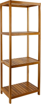 Teak 4-Tier Bathroom Storage Shelf Wood Rack Organiser