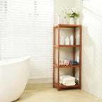 Teak 4-Tier Bathroom Storage Shelf Wood Rack Organiser