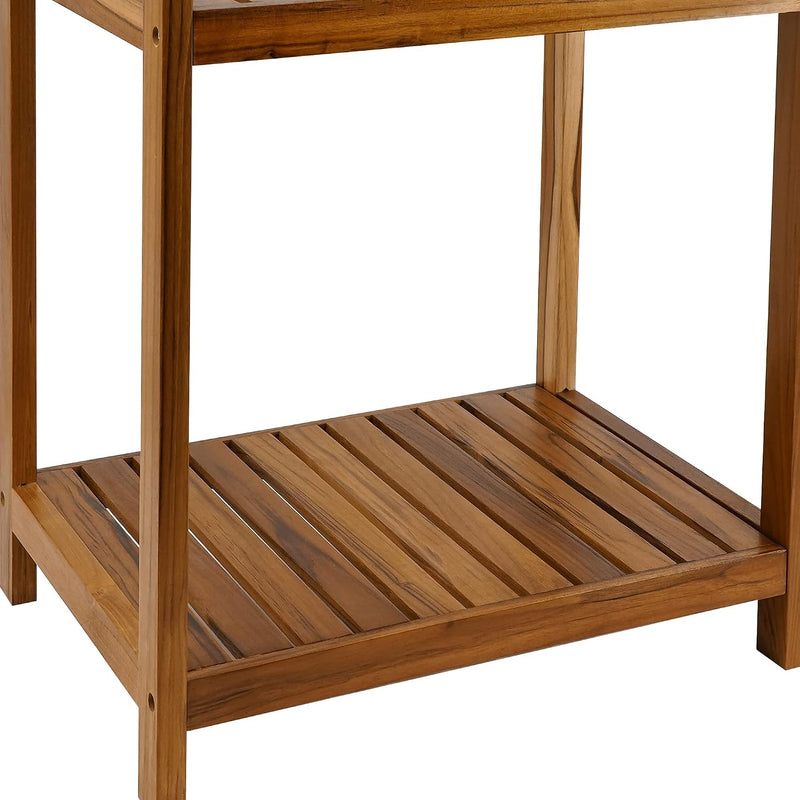 Teak 4-Tier Bathroom Storage Shelf Wood Rack Organiser