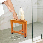 Teak Corner Shower Bench Wooden Foot Rest Large