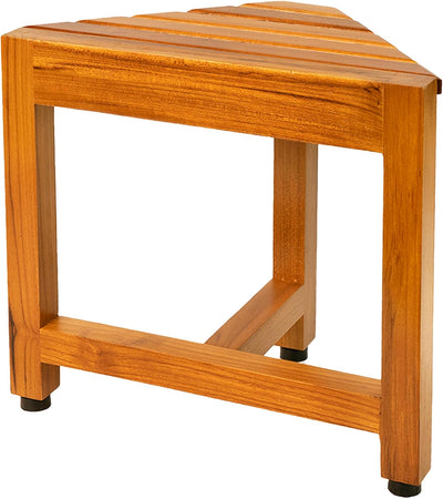Teak Corner Shower Bench Wooden Foot Stool