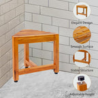 Teak Corner Shower Bench Wooden Foot Rest Large