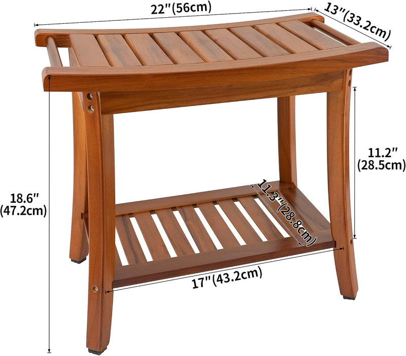Teak Shower Bench Seat and Bath Mat Large