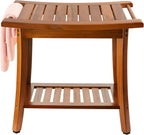 Teak Shower Bench Seat with Handles Wooden Spa