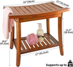 Teak Shower Bench Seat with Handles Wooden Spa