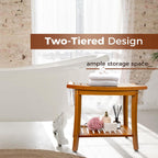 Teak Shower Bench Seat with Handles Wooden Spa