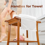 Teak Shower Bench Seat with Handles Wooden Spa