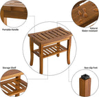 Teak Shower Bench Spa Bath Stool with Storage
