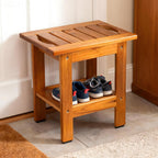 Teak Shower Bench Spa Bath Stool with Storage