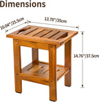 Teak Shower Bench Spa Stool with Storage Shelf