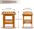 Teak Shower Bench Wooden Bathroom Stool with Handles