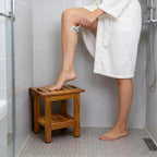 Teak Shower Bench Wooden Bathroom Stool with Handles