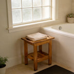 Teak Shower Bench Wooden Bathroom Stool with Handles