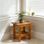 Teak Shower Bench Wooden Bathroom Stool with Handles