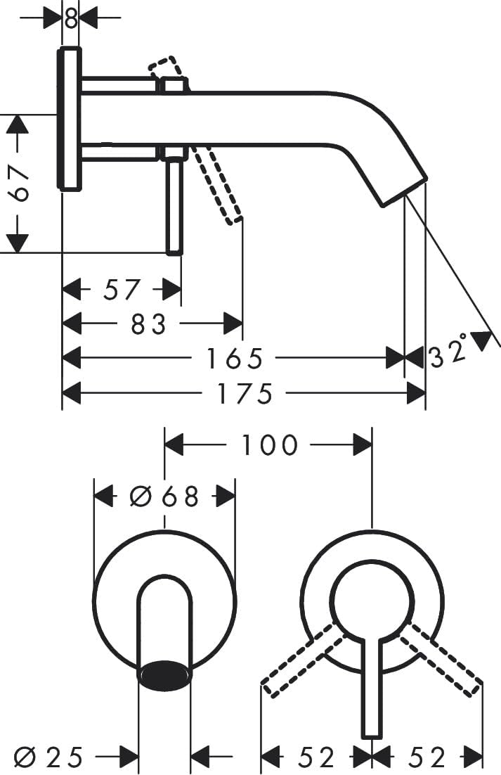Tecturis S Bathroom Tap Wall-Mounted for Concealed Installation