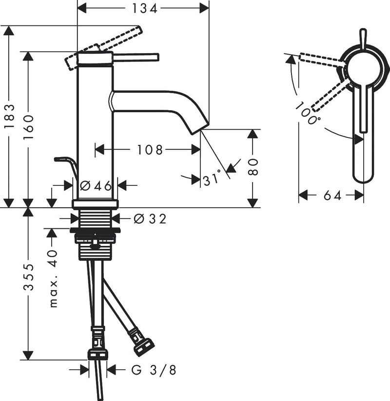 Tecturis S Bathroom Tap Wall-Mounted for Concealed Installation