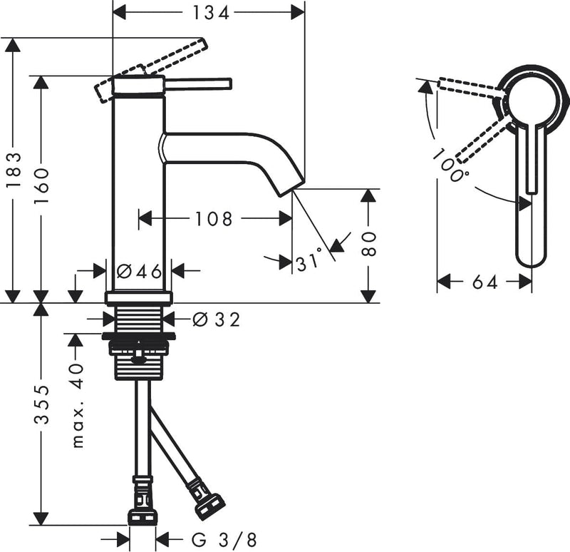 Tecturis S Bathroom Tap Wall-Mounted for Concealed Installation