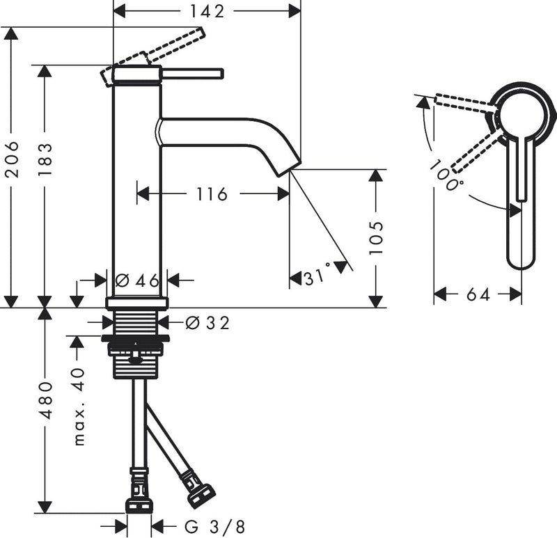 Tecturis S Bathroom Tap Wall-Mounted for Concealed Installation