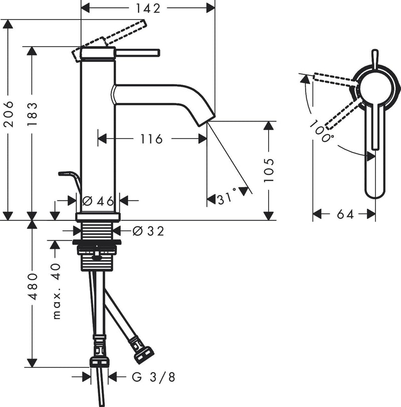 Tecturis S Bathroom Tap Wall-Mounted for Concealed Installation