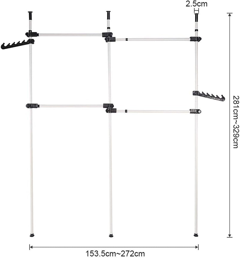 Telescopic Clothes Rack 3 Poles 4 Bars