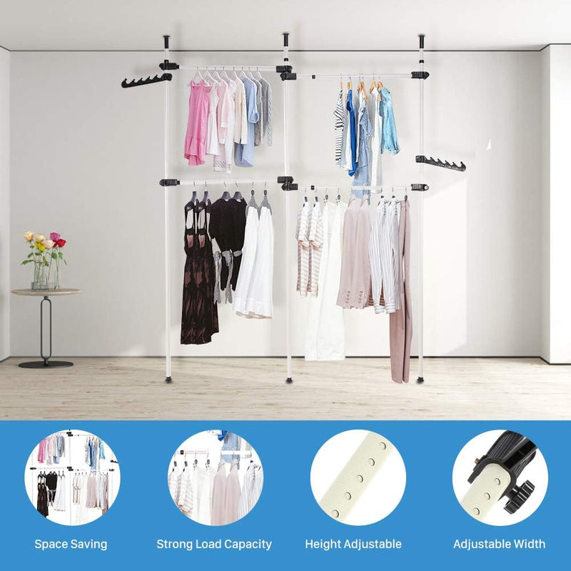 Telescopic Clothes Rack 3 Poles 4 Bars
