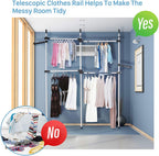 Telescopic Clothes Rack 3 Poles 4 Bars