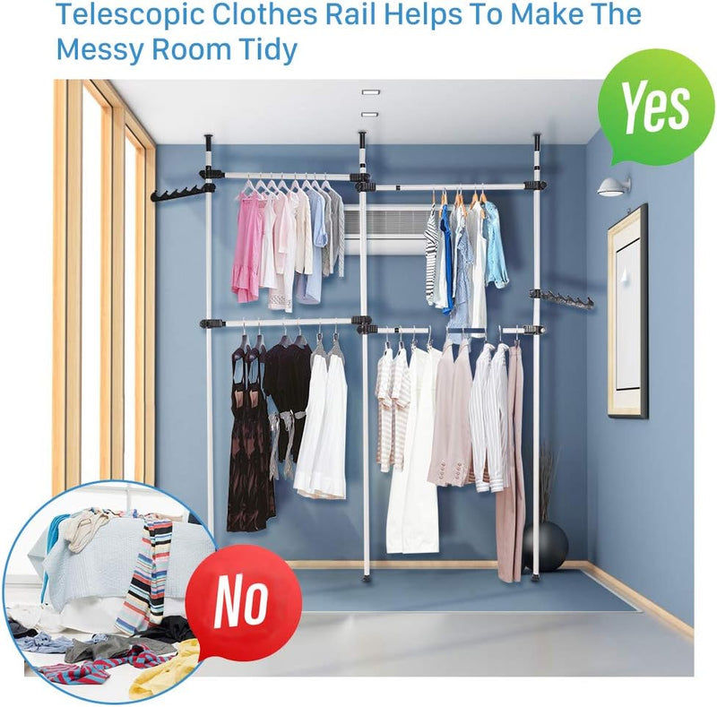 Telescopic Clothes Rack 3 Poles 4 Bars
